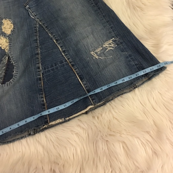 Lucky Brand | Jean Skirt | Custom Made | Lace and Sequin Detail - Picture 12 of 16